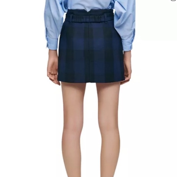 NWT Maje Blue Checkered Mini Skirt NWOT Size 36 - Picture 2 of 10